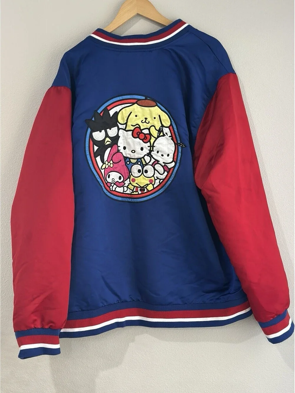 Official Hello Kitty And friends Blue And Red Bomber Adult Jacket Size 3X